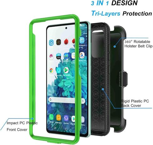 Njjex Case for Samsung Galaxy S20 FE 5G, for Samsung S20 Fan Edition Case W/Tempered Glass Screen Protector [2 Pack], [Nbeck] Heavy Duty Locking Swivel Holster Belt Clip Kickstand Hard Cover [Green] in Saudi Arabia