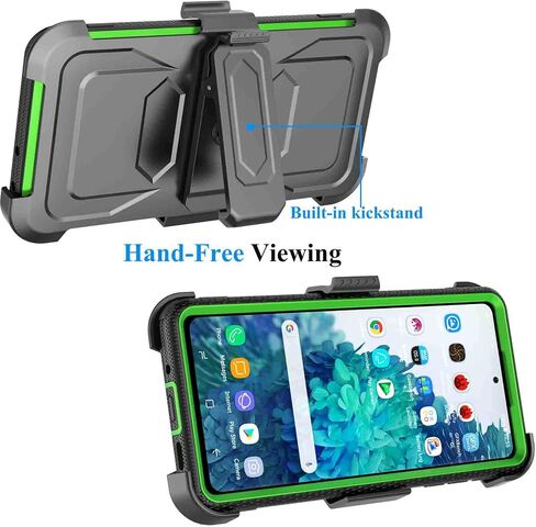 Njjex Case for Samsung Galaxy S20 FE 5G, for Samsung S20 Fan Edition Case W/Tempered Glass Screen Protector [2 Pack], [Nbeck] Heavy Duty Locking Swivel Holster Belt Clip Kickstand Hard Cover [Green] in Saudi Arabia