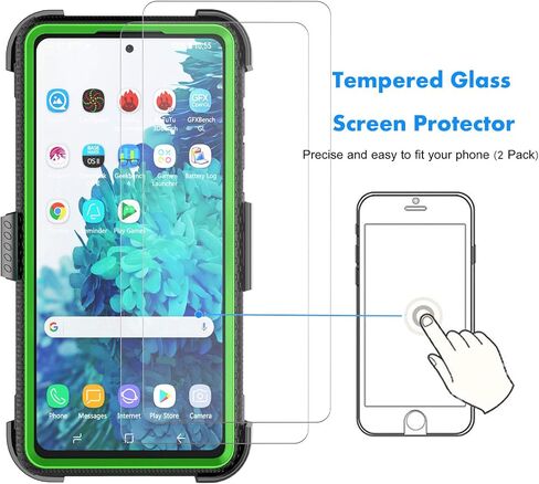 Njjex Case for Samsung Galaxy S20 FE 5G, for Samsung S20 Fan Edition Case W/Tempered Glass Screen Protector [2 Pack], [Nbeck] Heavy Duty Locking Swivel Holster Belt Clip Kickstand Hard Cover [Green] in Saudi Arabia