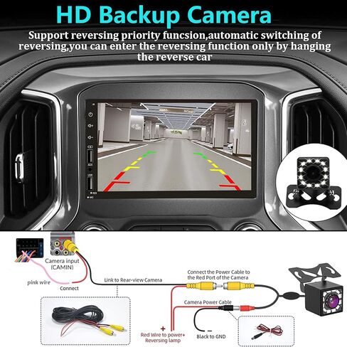 Double Din Car Stereo Radio Support Apple Carplay&Android Auto, 7inch HD Touchscreen Double Din Radio with Bluetooth, Car Audio Receivers, Camera, MirrorLink, FM Radio, 2 USB/TF/AUX/Subwoofer in Kuwait