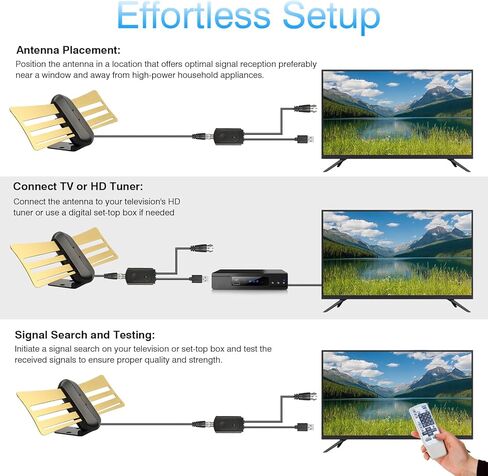 Amplified HD TV Antenna 350 Mile Digital Indoor & Outdoor, Smart TV Antenna with Signal Booster Switch Support Universal Home&RV,17 ft Coax Cable - Perfect for 4K 1080p Smart TVs N' Old TVs(Gold) in Kuwait