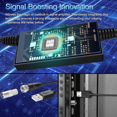 Amplified HD TV Antenna 350 Mile Digital Indoor & Outdoor, Smart TV Antenna with Signal Booster Switch Support Universal Home&RV,17 ft Coax Cable - Perfect for 4K 1080p Smart TVs N' Old TVs(Gold) in Kuwait