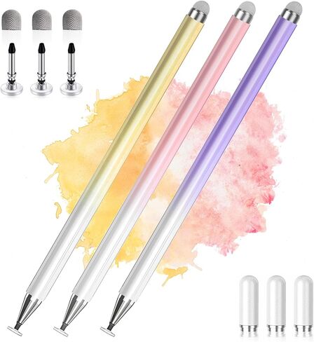 Stylus Pens for Touch Screens, 2 in 1 High Precision Universal Stylus Pen for iPad Compatible with Apple, iPhone, iPad, Android, Microsoft Tablets, Phones, 3 Pack - Blue, Pink, Purple in Kuwait