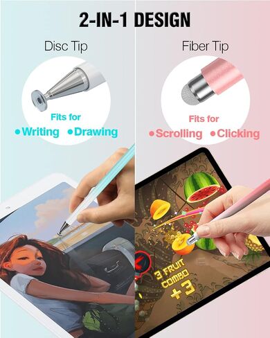 Stylus Pens for Touch Screens, 2 in 1 High Precision Universal Stylus Pen for iPad Compatible with Apple, iPhone, iPad, Android, Microsoft Tablets, Phones, 3 Pack - Blue, Pink, Purple in Kuwait