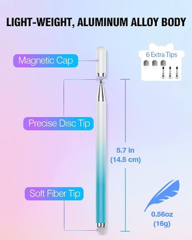 Stylus Pens for Touch Screens, 2 in 1 High Precision Universal Stylus Pen for iPad Compatible with Apple, iPhone, iPad, Android, Microsoft Tablets, Phones, 3 Pack - Blue, Pink, Purple in Kuwait