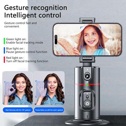 2023 Auto Face Tracking Phone Holder Foldable & AFARER 360° Rotation face Tracking Tripod Phone Mount, Face Body Rotating Gesture Control, Upgraded Moving Tripod 180°fold for Vlog, Tiktok, Video Call in Kuwait