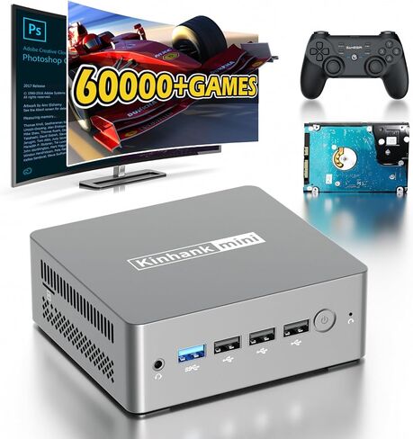 كمبيوتر صغير صغير الحجم يعمل بنظام Windows 11 - كمبيوتر صغير للألعاب MP100 مدمج في لعبة Retro Game 500G HDD، وحدة المعالجة المركزية Intel N100 (حتى 3.4 جيجا هرتز) 8G LPDDR5 RAM، 256G M.2 NVMe SSD ROM، MiniPC 4K مخرج شاشة مزدوج، 2.4G+5G، بي تي 4.0 in Kuwait