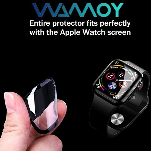 طبقة واقية للشاشة بالكامل منحنية ثلاثية الأبعاد مناسبة لساعة Apple Watch Series 6 طبقة واقية شاشة منحنية ساخنة، متوافقة مع ساعة Apple Watch 38mm / 40mm / 42mm / 44mm [قطعتان] (42مم) in Saudi Arabia