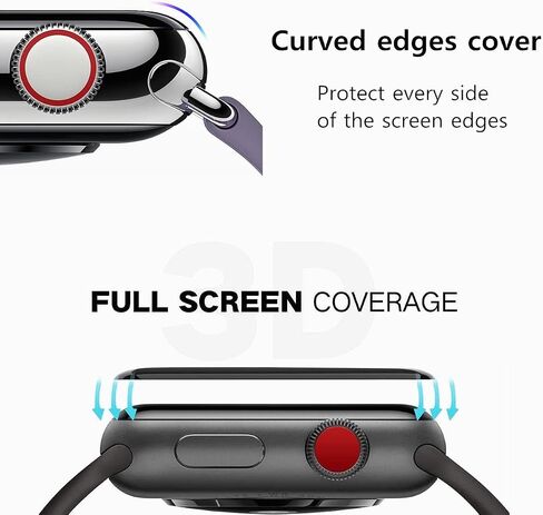 طبقة واقية للشاشة بالكامل منحنية ثلاثية الأبعاد مناسبة لساعة Apple Watch Series 6 طبقة واقية شاشة منحنية ساخنة، متوافقة مع ساعة Apple Watch 38mm / 40mm / 42mm / 44mm [قطعتان] (42مم) in Saudi Arabia