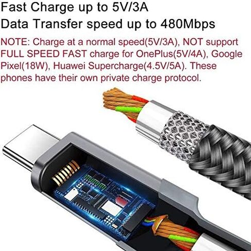 USB C Cable 15FT 2Pack,Extra Long USB-A to USB-C Cable Braided Grey in Kuwait