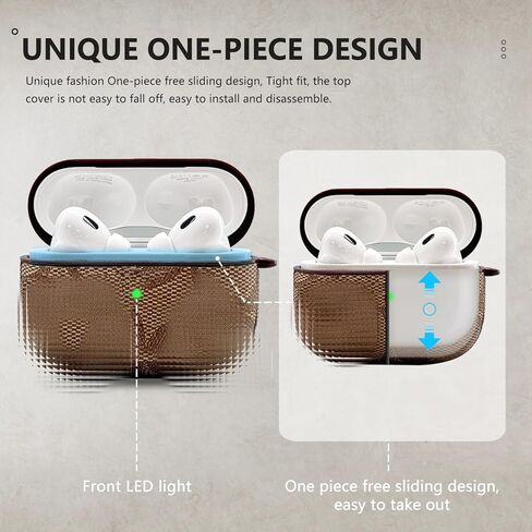 Case for AirPods Pro Case,Fashion Luxury PU Shockproof Anti-Slip Protective Cover Accessories Set for Airpod Pro Charging Case with Keychain(Brown) in Kuwait