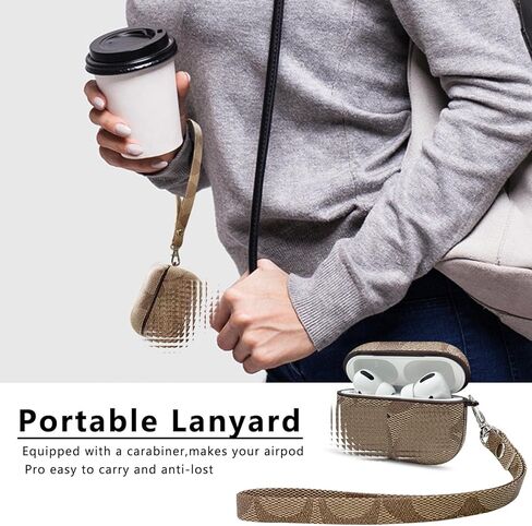 Case for AirPods Pro Case,Fashion Luxury PU Shockproof Anti-Slip Protective Cover Accessories Set for Airpod Pro Charging Case with Keychain(Brown) in Kuwait