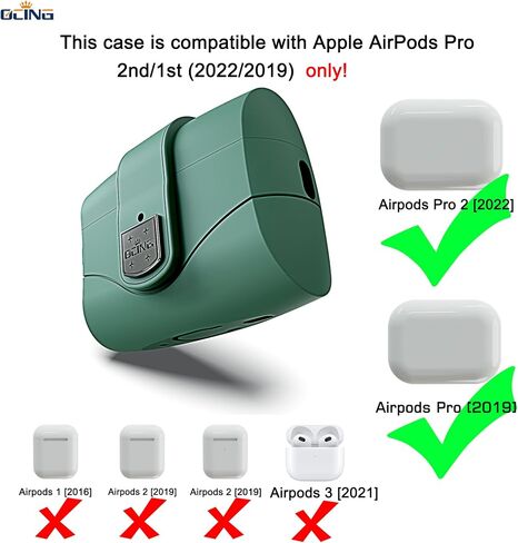OCING 6 in One Airpods Pro 2 Case with Secure Lock for Girl Women, Compatible with Airpod Pro 2nd / 1st Generation（2022/2019）, Supports Wireless Charging (Pink) in Saudi Arabia