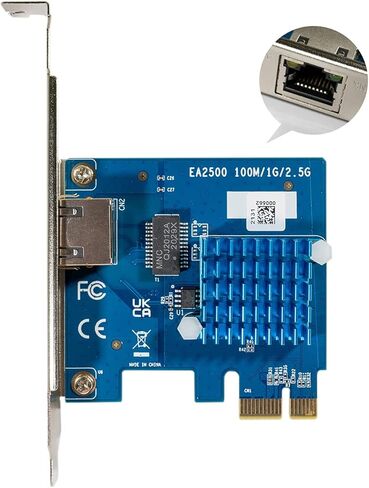 بطاقة شبكة goCoax RTL8125B 2.5GBase-T PCIe مع توافق للخلف. يدعم 2.5G/1G/100Mbps 1x منفذ RJ45، 1x PCIe Gen 2، متوافق مع Windows / Linux. in Kuwait