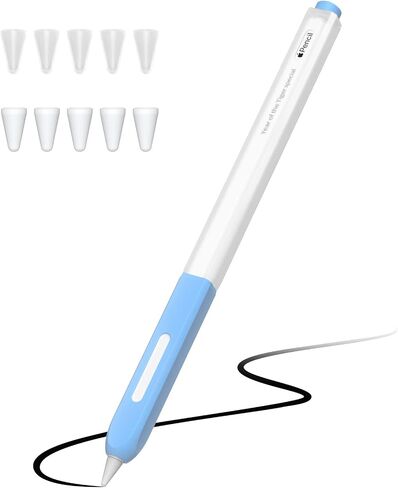 حافظة أقلام JOOSKO متوافقة مع غطاء غطاء الجيل الثاني من قلم Apple Pencil، ثنائي اللون من السيليكون الشفاف، [مع 10 غطاء من السيليكون]، يدعم الشحن اللاسلكي المغناطيسي (وردي) in Kuwait