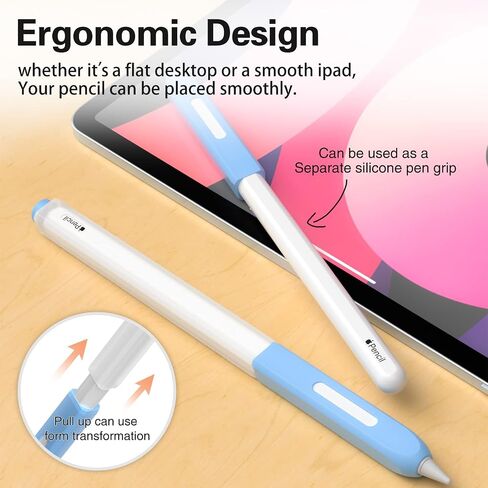 حافظة أقلام JOOSKO متوافقة مع غطاء غطاء الجيل الثاني من قلم Apple Pencil، ثنائي اللون من السيليكون الشفاف، [مع 10 غطاء من السيليكون]، يدعم الشحن اللاسلكي المغناطيسي (وردي) in Kuwait