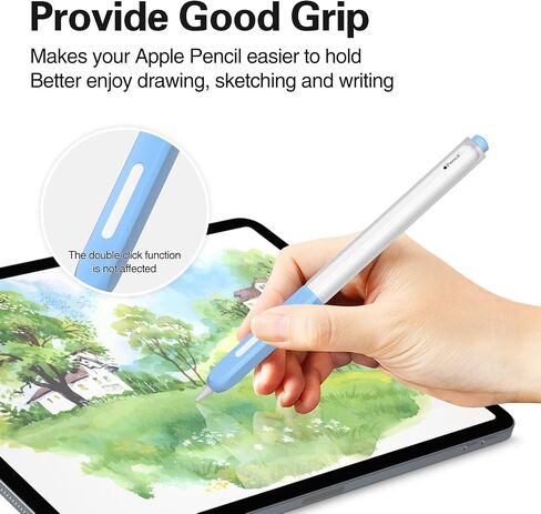 حافظة أقلام JOOSKO متوافقة مع غطاء غطاء الجيل الثاني من قلم Apple Pencil، ثنائي اللون من السيليكون الشفاف، [مع 10 غطاء من السيليكون]، يدعم الشحن اللاسلكي المغناطيسي (وردي) in Kuwait