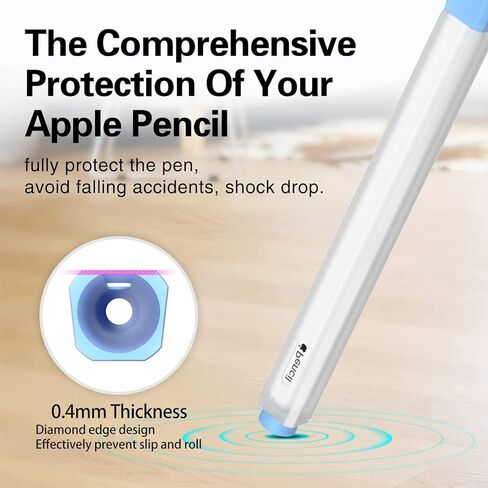 حافظة أقلام JOOSKO متوافقة مع غطاء غطاء الجيل الثاني من قلم Apple Pencil، ثنائي اللون من السيليكون الشفاف، [مع 10 غطاء من السيليكون]، يدعم الشحن اللاسلكي المغناطيسي (وردي) in Kuwait
