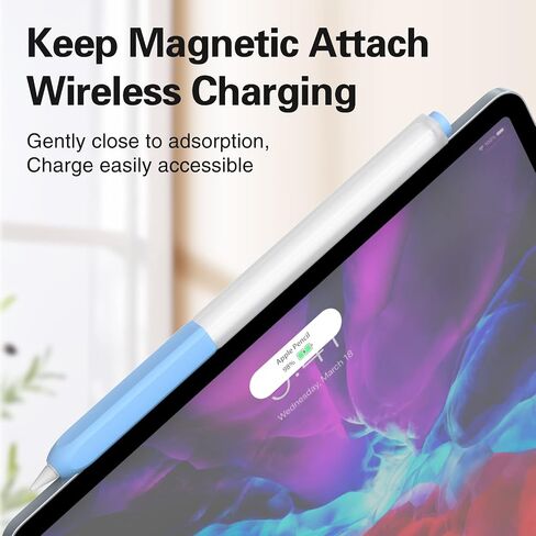 حافظة أقلام JOOSKO متوافقة مع غطاء غطاء الجيل الثاني من قلم Apple Pencil، ثنائي اللون من السيليكون الشفاف، [مع 10 غطاء من السيليكون]، يدعم الشحن اللاسلكي المغناطيسي (وردي) in Kuwait