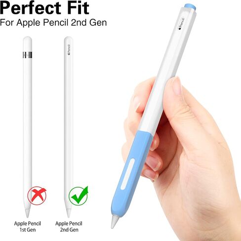 حافظة أقلام JOOSKO متوافقة مع غطاء غطاء الجيل الثاني من قلم Apple Pencil، ثنائي اللون من السيليكون الشفاف، [مع 10 غطاء من السيليكون]، يدعم الشحن اللاسلكي المغناطيسي (وردي) in Kuwait