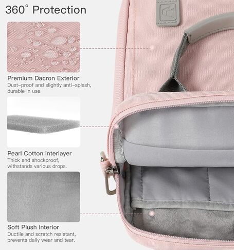 حقيبة حمل للكمبيوتر اللوحي مقاس 9-11 بوصة من Dadanism لجهاز iPad Pro 11 2022-2018، iPad Air 5th/4th 10.9، iPad 10.2 9th/8th/7th، iPad 10th Gen 10.9، Galaxy Tab A8/S8/S6 Lite، مع حزام كتف وحزام كتف جيوب، وردي in Kuwait