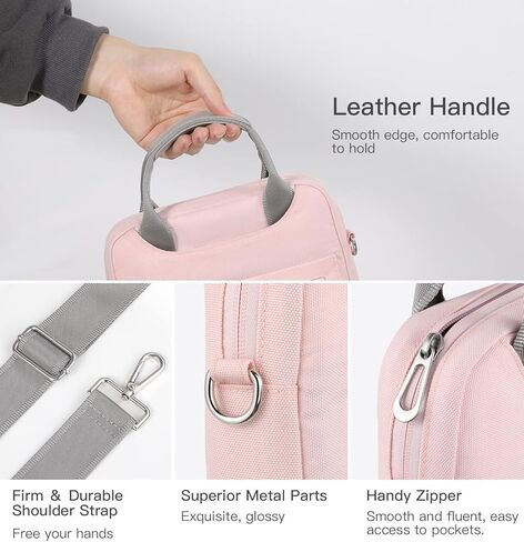 حقيبة حمل للكمبيوتر اللوحي مقاس 9-11 بوصة من Dadanism لجهاز iPad Pro 11 2022-2018، iPad Air 5th/4th 10.9، iPad 10.2 9th/8th/7th، iPad 10th Gen 10.9، Galaxy Tab A8/S8/S6 Lite، مع حزام كتف وحزام كتف جيوب، وردي in Kuwait