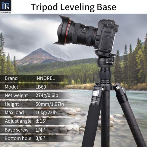 INNOREL Tripod Leveling Base, LB50 Leveling Base Half Ball with Offset Bubble Level and Bubble Level Bag for Ballhead, Fluid Head, Gimbal Heads, Z Flex Head, Tripods and Monopods with 3/8" Thread in Saudi Arabia
