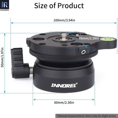 INNOREL Tripod Leveling Base, LB50 Leveling Base Half Ball with Offset Bubble Level and Bubble Level Bag for Ballhead, Fluid Head, Gimbal Heads, Z Flex Head, Tripods and Monopods with 3/8" Thread in Saudi Arabia