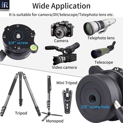 INNOREL Tripod Leveling Base, LB50 Leveling Base Half Ball with Offset Bubble Level and Bubble Level Bag for Ballhead, Fluid Head, Gimbal Heads, Z Flex Head, Tripods and Monopods with 3/8" Thread in Saudi Arabia