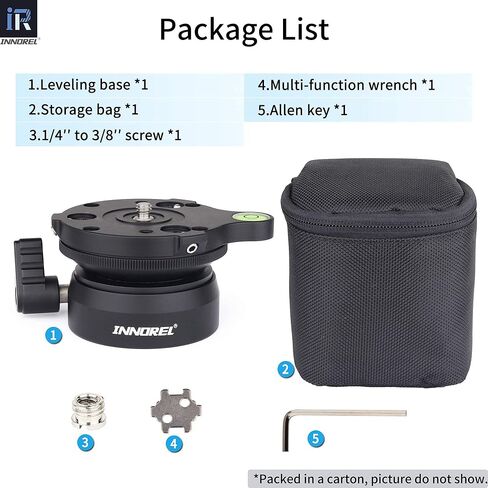 INNOREL Tripod Leveling Base, LB50 Leveling Base Half Ball with Offset Bubble Level and Bubble Level Bag for Ballhead, Fluid Head, Gimbal Heads, Z Flex Head, Tripods and Monopods with 3/8" Thread in Saudi Arabia