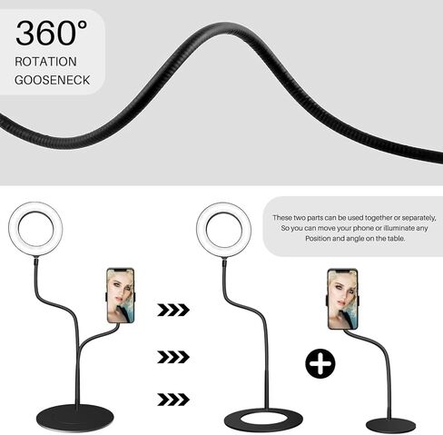 ضوء حلقة Oldshark مع طباعة على الوجهين، ضوء حلقة لمكتب الكمبيوتر مقاس 6 بوصات مع حامل وحامل هاتف، ضوء حلقة للكمبيوتر المحمول لمؤتمرات الفيديو/مكالمات الفيديو عبر الإنترنت/المكياج/تسجيل الفيديو/البث المباشر in Kuwait