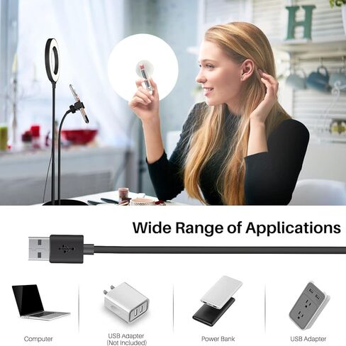 ضوء حلقة Oldshark مع طباعة على الوجهين، ضوء حلقة لمكتب الكمبيوتر مقاس 6 بوصات مع حامل وحامل هاتف، ضوء حلقة للكمبيوتر المحمول لمؤتمرات الفيديو/مكالمات الفيديو عبر الإنترنت/المكياج/تسجيل الفيديو/البث المباشر in Kuwait