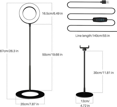 ضوء حلقة Oldshark مع طباعة على الوجهين، ضوء حلقة لمكتب الكمبيوتر مقاس 6 بوصات مع حامل وحامل هاتف، ضوء حلقة للكمبيوتر المحمول لمؤتمرات الفيديو/مكالمات الفيديو عبر الإنترنت/المكياج/تسجيل الفيديو/البث المباشر in Kuwait