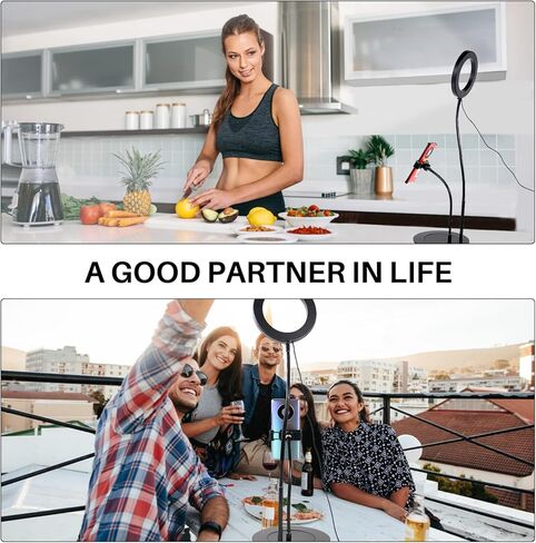 ضوء حلقة Oldshark مع طباعة على الوجهين، ضوء حلقة لمكتب الكمبيوتر مقاس 6 بوصات مع حامل وحامل هاتف، ضوء حلقة للكمبيوتر المحمول لمؤتمرات الفيديو/مكالمات الفيديو عبر الإنترنت/المكياج/تسجيل الفيديو/البث المباشر in Kuwait