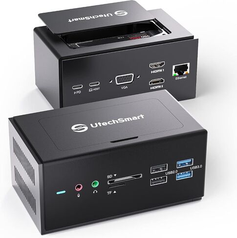 DisplayLink Docking Station, UtechSmart 14 in 1 Laptop USB C Docking Station Triple Monitors, Universal for MacBook and Windows,USB C Dock with USB-A & USB-C Cable, 2HDMI, VGA, 4USB-A in Kuwait