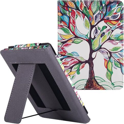 حافظة LaoShuSheng لجهاز Kindle Paperwhite مقاس 6 بوصات (الجيل الخامس/السادس/السابع/العاشر، إصدار 2012-2018) - غطاء غلاف من جلد البولي يوريثان مع شريطين لليد وخاصية النوم/الاستيقاظ التلقائي (أسود كلاسيكي) in Kuwait