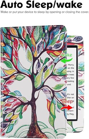 حافظة LaoShuSheng لجهاز Kindle Paperwhite مقاس 6 بوصات (الجيل الخامس/السادس/السابع/العاشر، إصدار 2012-2018) - غطاء غلاف من جلد البولي يوريثان مع شريطين لليد وخاصية النوم/الاستيقاظ التلقائي (أسود كلاسيكي) in Kuwait