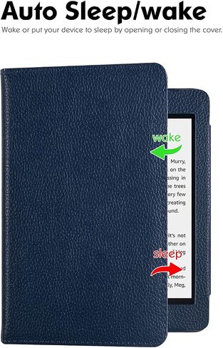 Stand Case for 6" Kindle Paperwhite (5th/6th/7th/10th Generation,2012-2018 Release) - PU Leather Book Folio Sleeve Cover with Two Hand Straps and Auto Sleep/Wake (Dark Blue) in Kuwait