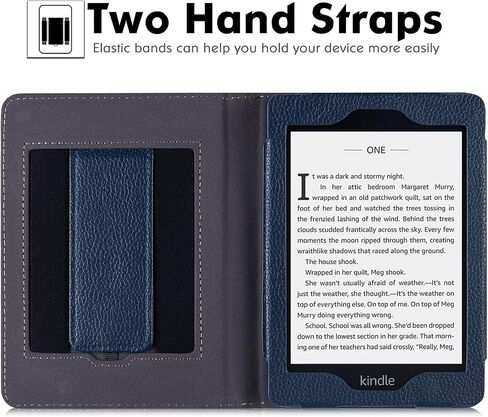 Stand Case for 6" Kindle Paperwhite (5th/6th/7th/10th Generation,2012-2018 Release) - PU Leather Book Folio Sleeve Cover with Two Hand Straps and Auto Sleep/Wake (Dark Blue) in Kuwait