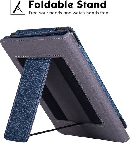 Stand Case for 6" Kindle Paperwhite (5th/6th/7th/10th Generation,2012-2018 Release) - PU Leather Book Folio Sleeve Cover with Two Hand Straps and Auto Sleep/Wake (Dark Blue) in Kuwait