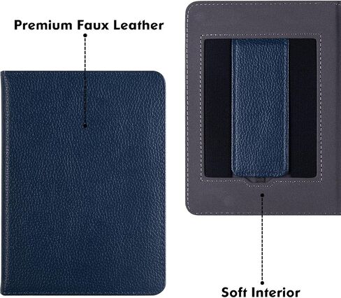Stand Case for 6" Kindle Paperwhite (5th/6th/7th/10th Generation,2012-2018 Release) - PU Leather Book Folio Sleeve Cover with Two Hand Straps and Auto Sleep/Wake (Dark Blue) in Kuwait