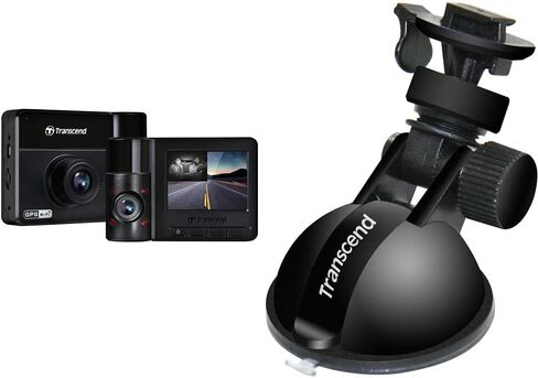 Transcend DrivePro 550 Dual Lens Dash Camera Dashcam TS-DP550B-64G, Black & Suction Mount for DrivePro Car Video Recorder (TS-DPM1) in Saudi Arabia