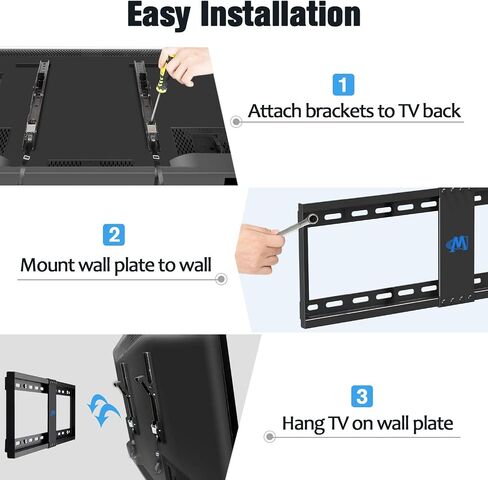 Mounting Dream TV Wall Mount for Most 37-70 Inch Flat Screen TV Tilting, Low Profile Space Saving Wall Mount for 16",18",24" Stud, UL Listed TV Mount Bracket for Max VESA 600 x 400, 132lbs MD2868-LK in Kuwait