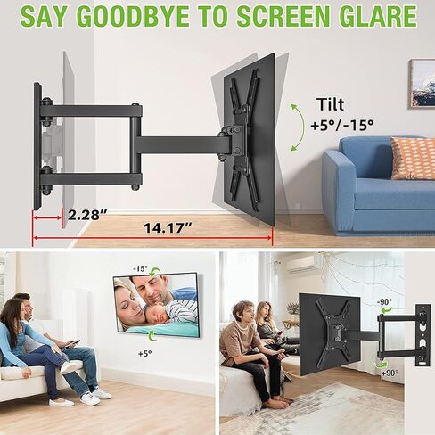 USX MOUNT Full Motion TV Wall Mount for Most 13-42 inch TV Monitor, Wall Mount TV Monitor Bracket with Articulating Swivel Tilt Extension, Hold TV up to 55lbs, Max VESA 200x200mm in Kuwait