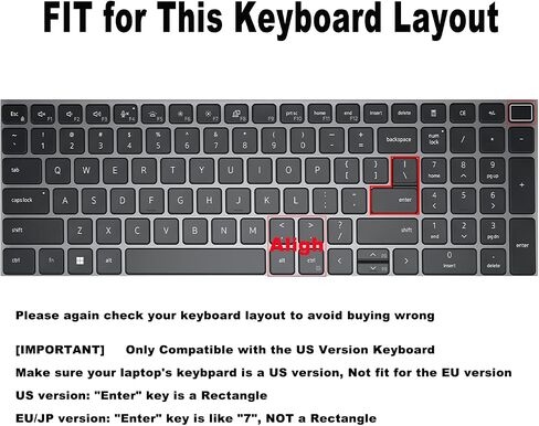 Keyboard Cover for 15.6 Inch Dell Latitude 3540 3550 5520 5521 5530 5531 5540 5550, 15.6 Inch Dell Precision 3560 3561 3570 3571 3580 3581 3590 3591 Laptop US Protective Keyboard Skin-Colorful in Kuwait