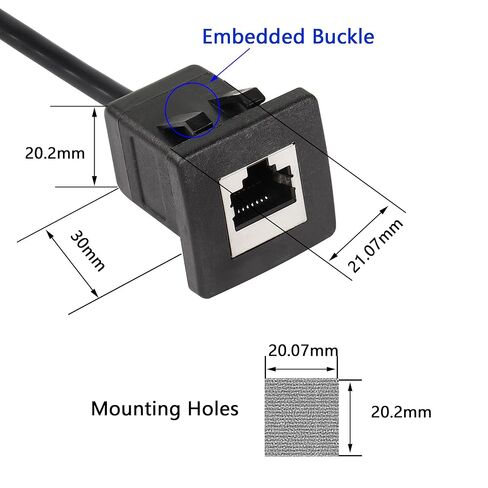 CERRXIAN 6.56FT 90 Degree RJ45 Male to Female Embedded Buckle Dash Panel Mount CAT5E Ethernet Extension Cable(UP-2m) in Saudi Arabia