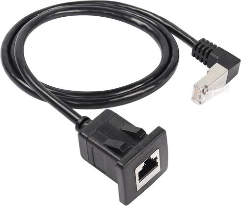 CERRXIAN 6.56FT 90 Degree RJ45 Male to Female Embedded Buckle Dash Panel Mount CAT5E Ethernet Extension Cable(UP-2m) in Saudi Arabia