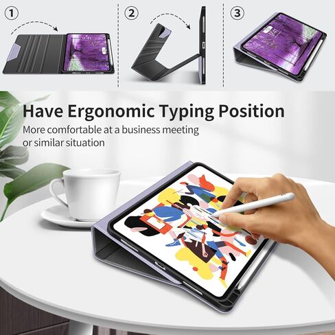 حافظة HOLIMET لجهاز iPad Pro 12.9 الجيل 6th/5th/4th/3rd 2022 2021 2020 2018 مع حامل قلم رصاص مدمج وغطاء ذكي من الجلد النباتي لجهاز iPad Pro 12.9 بوصة خاصية النوم/الاستيقاظ التلقائي in Kuwait