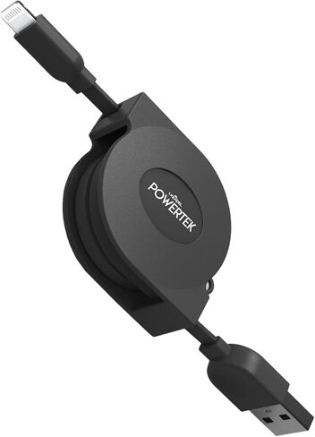 شاحن LIQUIPEL Powertek معتمد من MFi قابل للسحب متوافق مع Apple iPhone وiPad وكابل 3 أقدام وسلك كابل Lightning إلى USB وكابل Lightning للشحن السريع (وردي) in Kuwait
