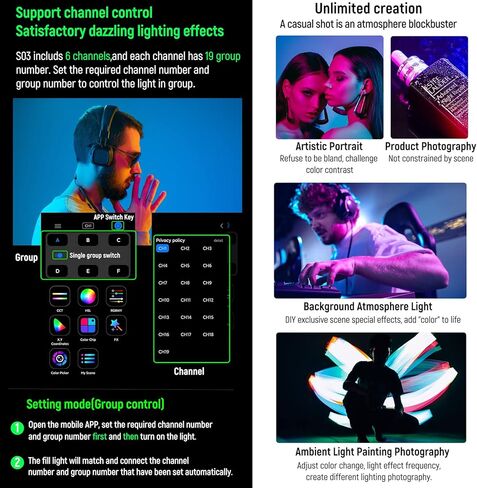 ضوء فيديو Weeylite S03 RGB، ضوء كاميرا LED للتحكم في التطبيق 360 درجة كامل اللون RGB ضوء تصوير فوتوغرافي قابل للتعتيم 2800-6800K جيب لوحة إضاءة LED صغيرة محمولة للتصوير الفوتوغرافي والفيديو in Kuwait